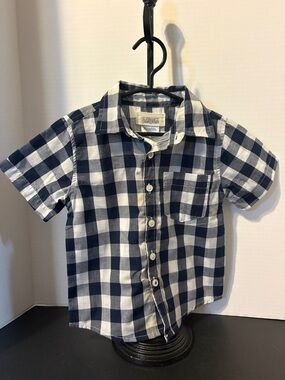 Alex & Jack Navy & White Gingham Short Sleeve Button-Front Shirt